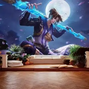 3d游戏人物墙布ktv网咖酒吧游戏厅娱乐场所背景墙壁纸画王者荣耀