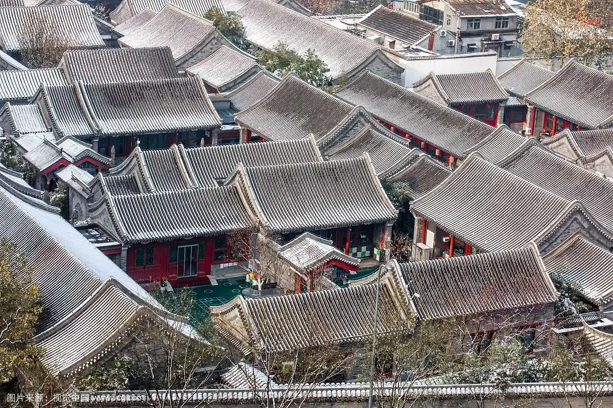 俯拍北京四合院