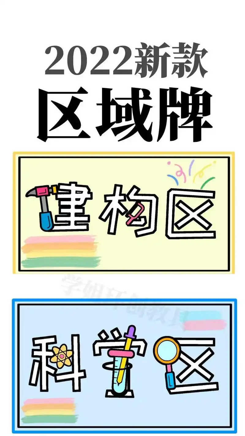 幼儿园创意区域牌环创素材.简单又好看,新学期区域牌规则牌#幼 - 抖音