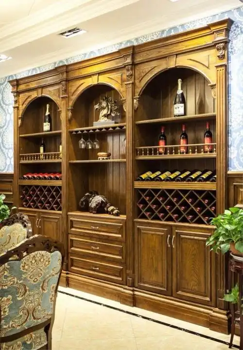 全屋定制实木立式酒柜 客厅家用酒柜隔断客厅柜 简约现代木质酒柜