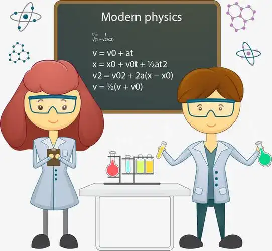 矢量黑板前做化学的老师
