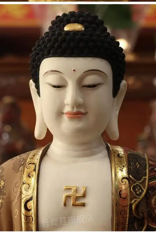 汉白玉彩绘观音菩萨家用释迦牟尼佛像地藏王菩萨笑佛弥勒神像摆件19