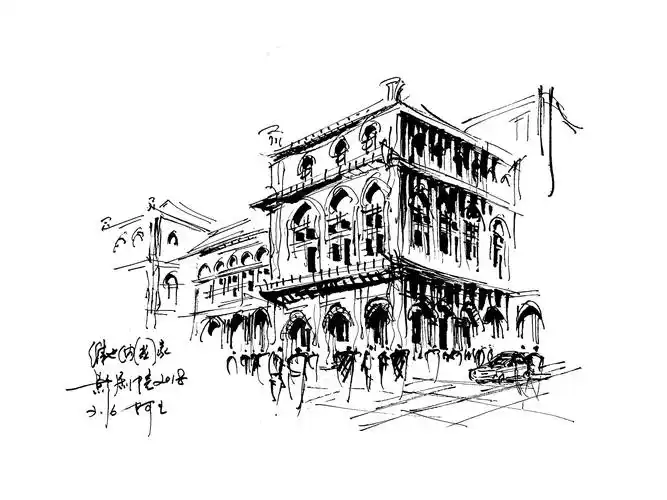 阿王速写钢笔画建筑风景