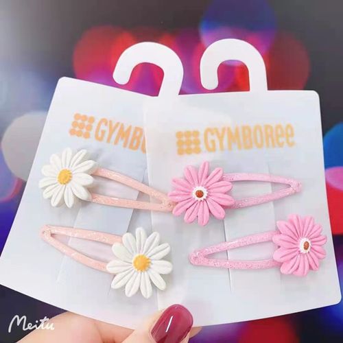 春天小花儿雏菊头饰女童发绳发夹发卡树脂滴胶对夹女孩儿童刘海夹