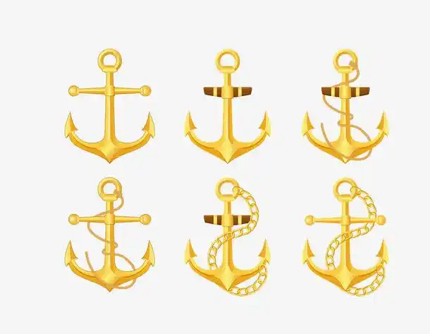 金色船锚矢量标志