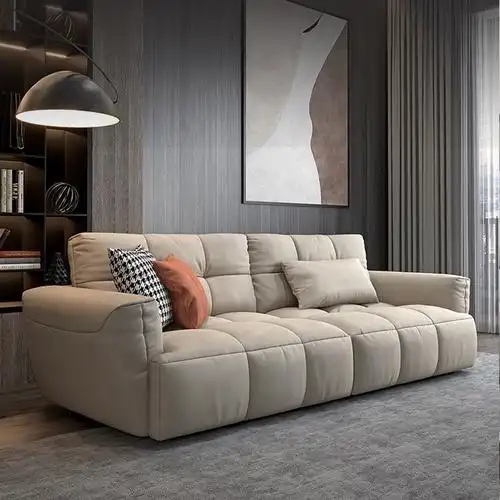 北欧简约豆腐模块客厅意式休闲大小户型贵妃转角直排布艺沙发组合