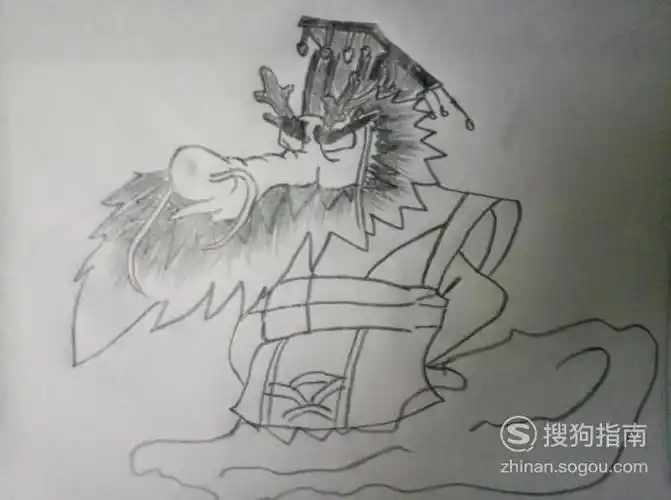 东海龙王简笔画步骤