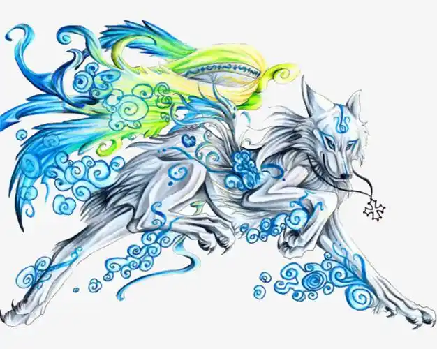 手绘冰山九尾狐