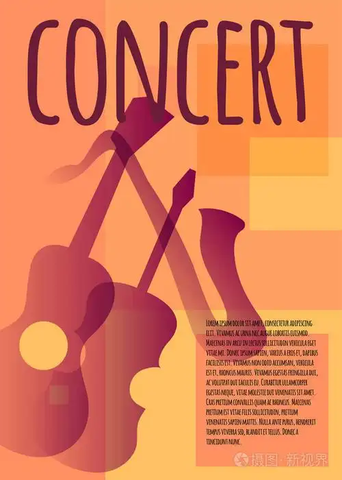 复古海报与乐器,音乐会海报,艺术构图.矢量图