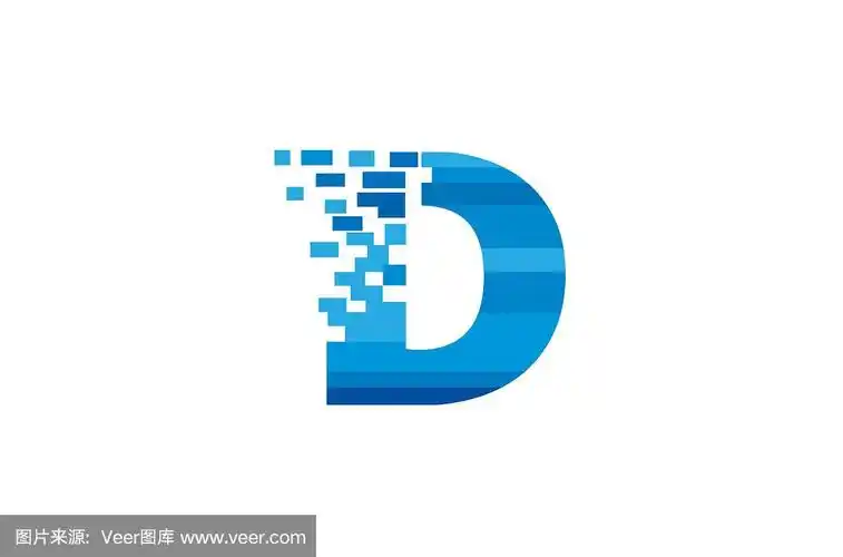 创造性的蓝色d字母像素标志设计符号矢量插图