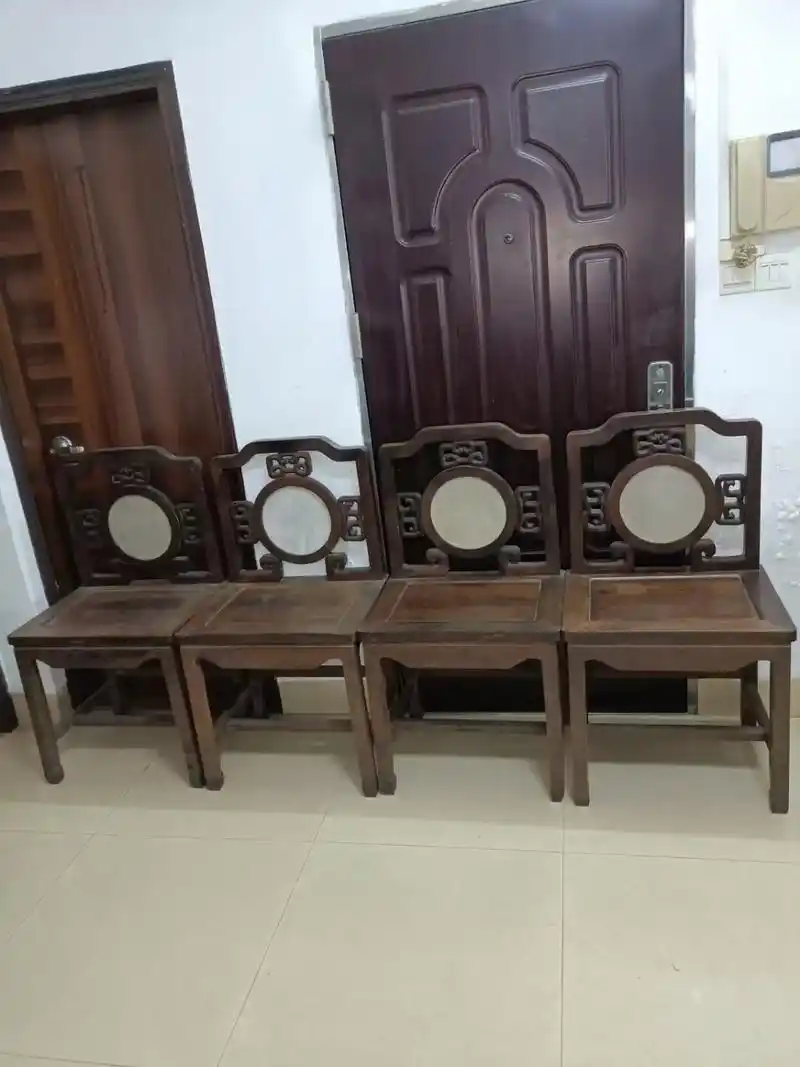 民国时期老酸枝木(红木)靠背椅四张,原装完美扎实皮壳靓,加大 - 抖音