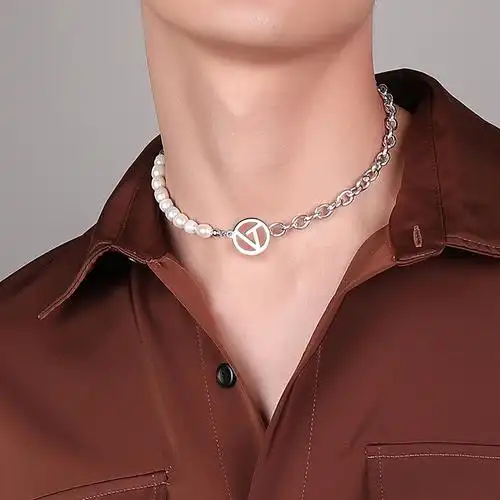 珍珠项链男潮牌百搭ins冷淡风嘻哈男士锁骨链轻奢小众个性颈链酷