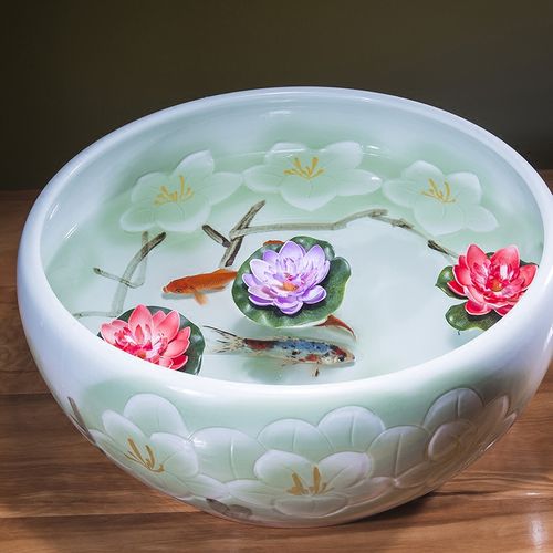 大号陶瓷流水喷泉养鱼缸风水轮招财客厅水景雾化加湿摆件开业礼品