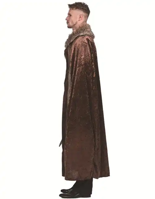中世纪披风欧美男士毛毛领毛领斗篷毛绒复古欧洲民族服装