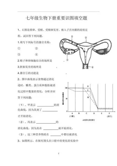 七年级生物下册重要识图填空题