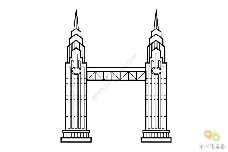 重庆黄金双子塔简笔画