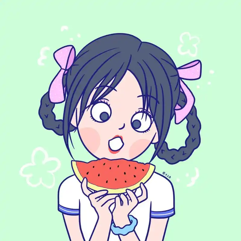 98夏天,加油04手绘头像系列 情头 闺蜜 插画 #我是原创插画师