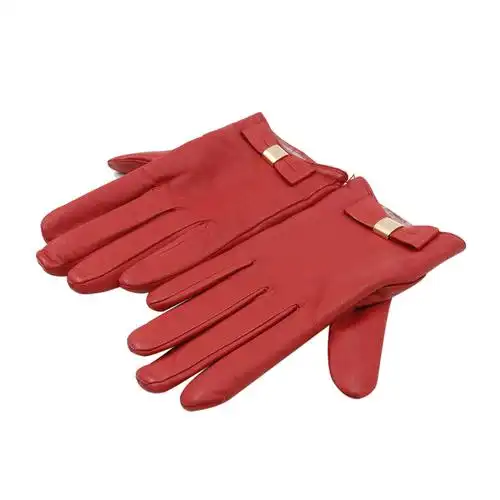 [9.9新]玛百莉mulberry女士手套红色冬季保暖皮手套