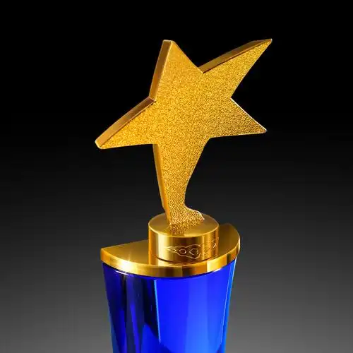 创意五角星水晶奖杯定制高档彩色奖牌奖杯