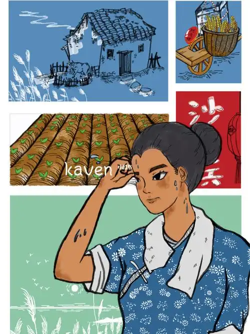 设计的沙家浜阿庆嫂形象场景图之一,给贴到了样机上!