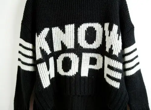 2013秋冬女 韩版英文字母提花加厚海马毛套头毛衣 厚针织打底衫