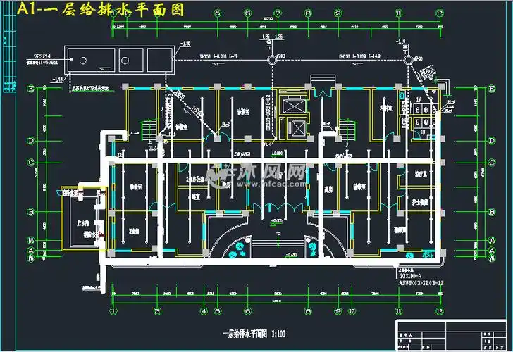 某十层医院住院大楼的建筑给排水设计- cad建筑图纸 - 沐风网