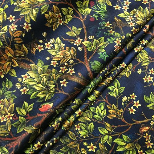 惊艳华伦 v家奢华数码印花色重磅弹力真丝缎旗袍布料桑蚕丝绸面料