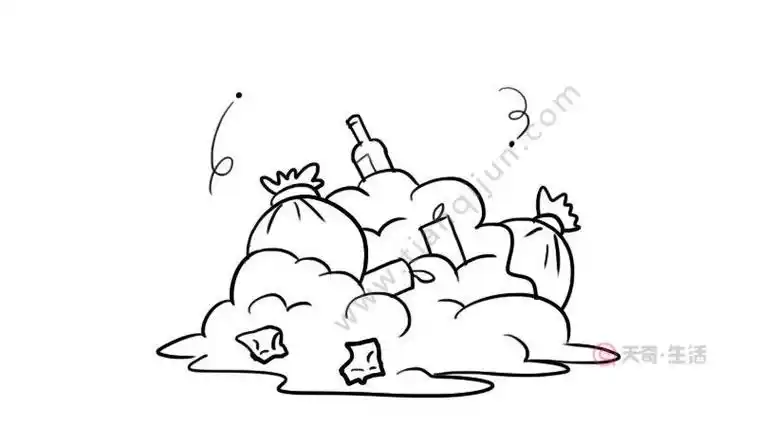 海洋垃圾简笔画画法