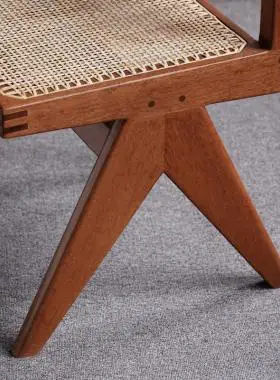 昌迪加尔侘寂风pj无扶手单人藤编椅