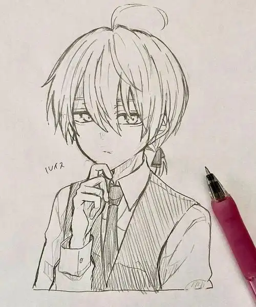 男生为主的动漫线稿不难寒假画画吧