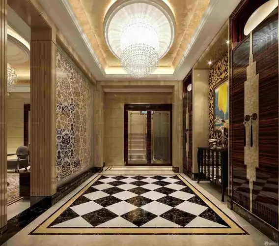 家庭玄关拼花地砖设计图片_装信通网效果图