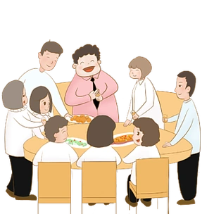 手绘年会聚餐插画