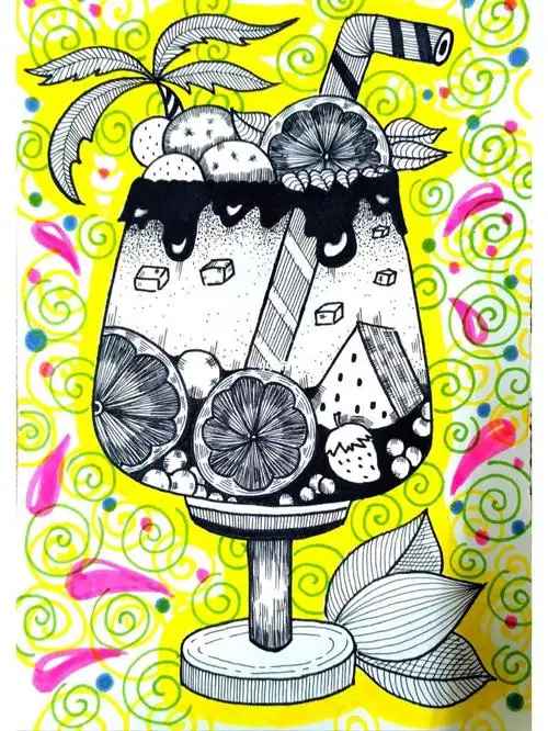 线描 #儿童画 #创意美术