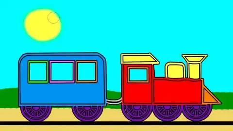 好玩的彩色小火车儿童画