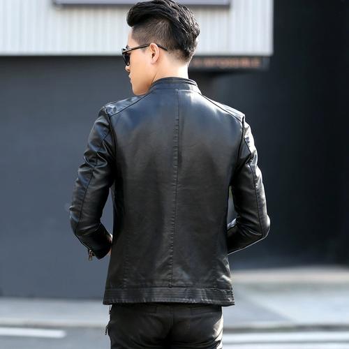 男士真皮皮衣短款机车真皮外套潮立领修身绵羊皮夹克时尚海宁秋季
