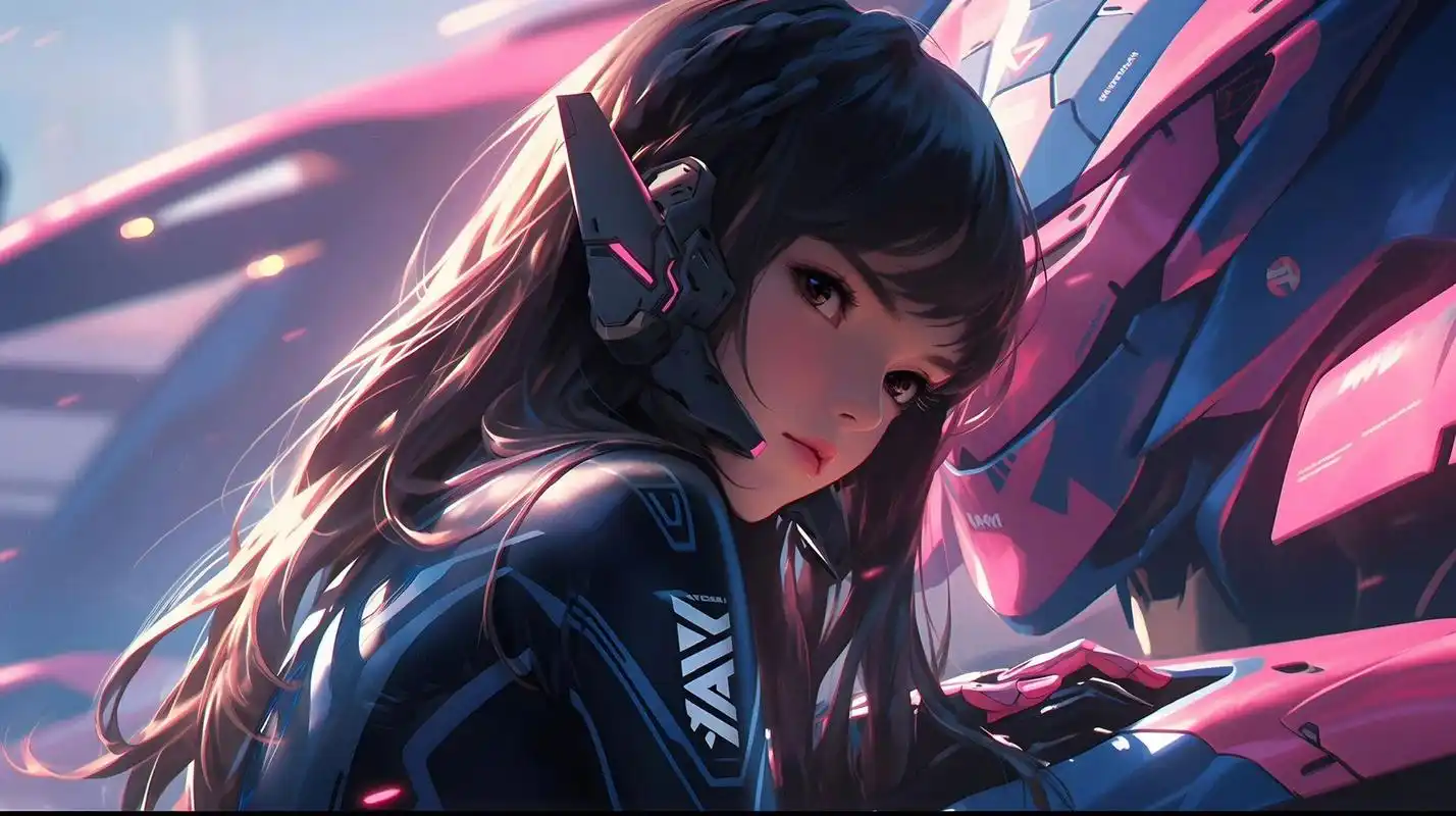 midjourney|电竞少女 dva|4k 16:9电脑壁纸