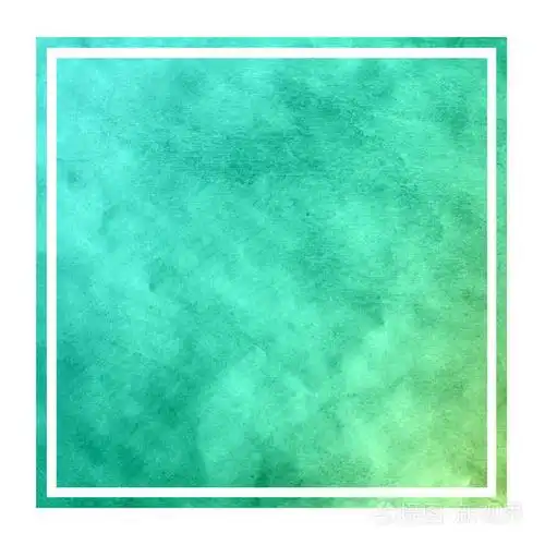 青绿色手绘水彩矩形框背景纹理有污渍.现代设计元素