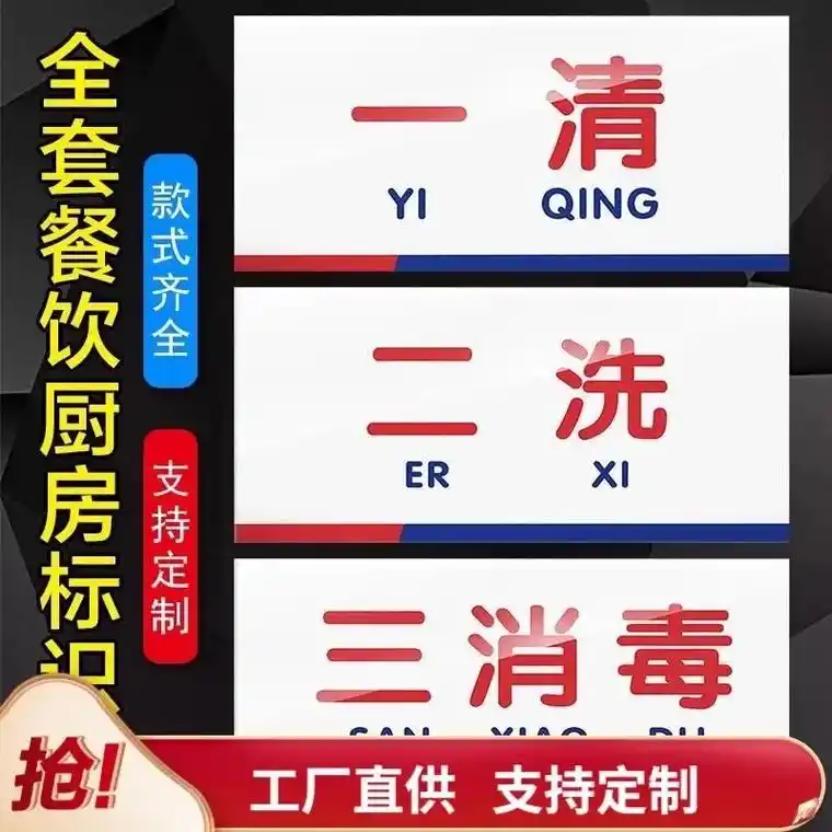 餐饮厨房 餐饮厨房标识贴标示牌门牌标牌卫生检查后厨牌子生熟 - 抖