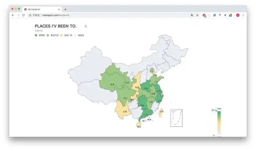 利用echarts展示旅行足迹