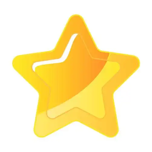 水晶风格黄色五角星圆角星星图案图片免抠素材