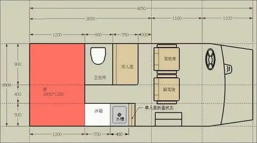 7座依维柯房车布局方案之三