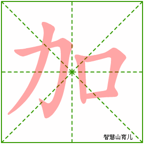 加的笔顺 笔画数:5 拼音:jiā 部首:力 - 智慧山
