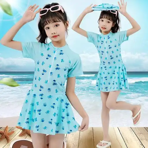 儿童泳衣 女大童游泳这 女童裙子连体泳衣 游泳衣 学生少女款泳衣