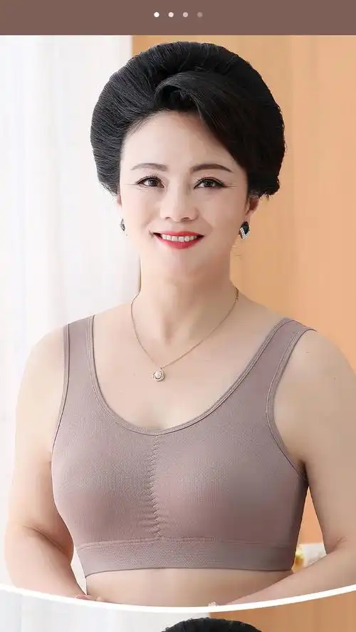 中年女士内衣件装中老年妈妈冰丝女无钢圈背心式文胸妇女薄款胸罩2件