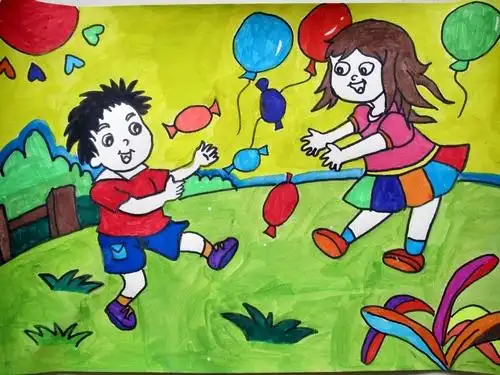 快乐的一天/少儿绘画作品/儿童画/网络美术馆_中国少儿美术教育网