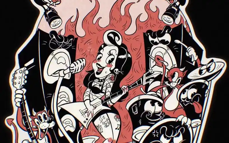 画个地狱摇滚辣妹,我爱美式复古卡通!