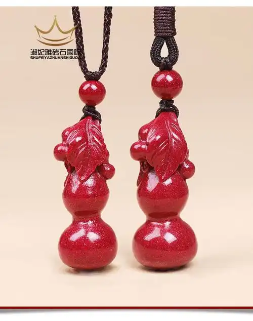 猪沙吊坠朱砂吊坠紫金葫芦男女款虎年原矿石挂件长藤葫芦