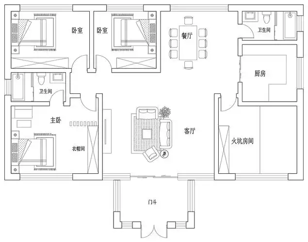 欧式一层别墅设计图平面图