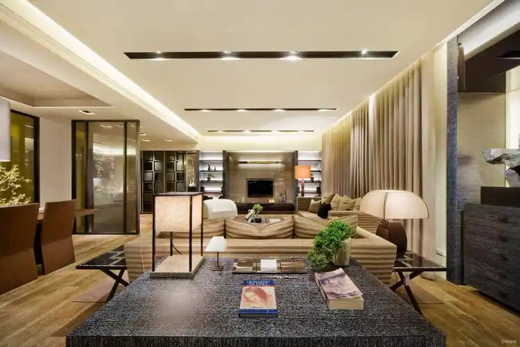 130平现代风格三居室客厅装修效果图