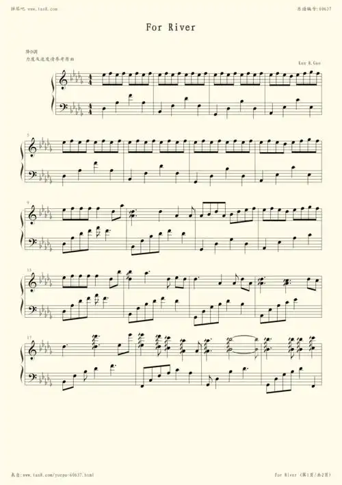 钢琴谱:for river